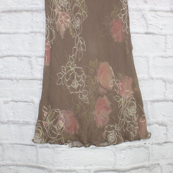 Vintage! Adriana Papell Brown Silk Elastic Waist Lined Skirt Size 10 - Picture 3 of 8